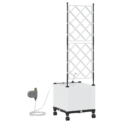 Garden Planter with Irrigation&Wheels White 40 x 40 x 148 cm PP