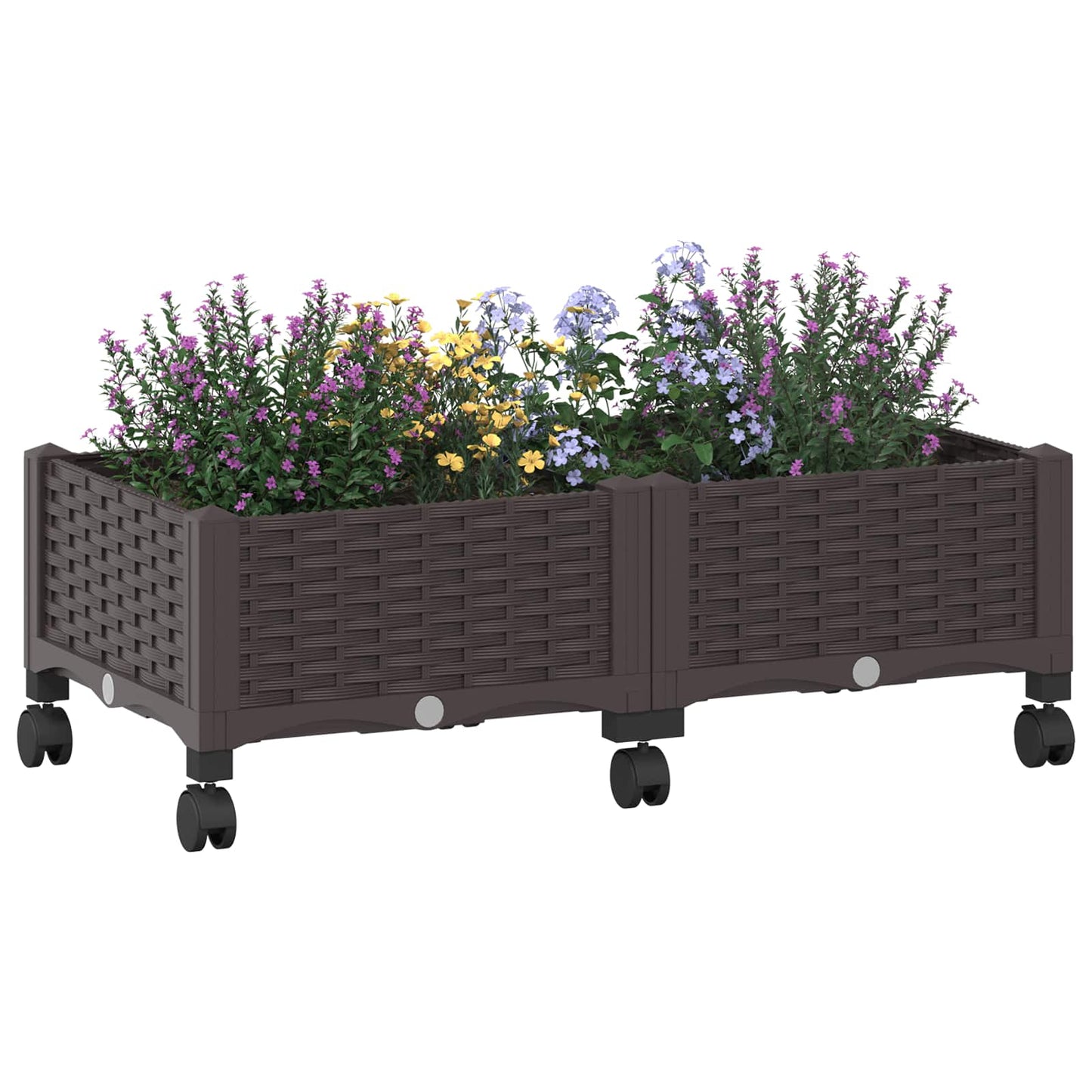 Garden Planter with Wheels Brown 80 x 40 x 29 cm PP
