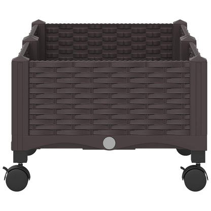 Garden Planter with Wheels Brown 80 x 40 x 29 cm PP
