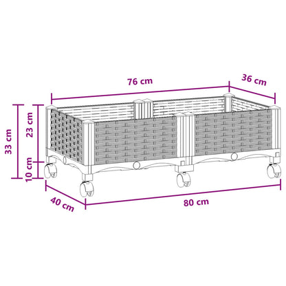 Garden Planter with Wheels Brown 80 x 40 x 29 cm PP