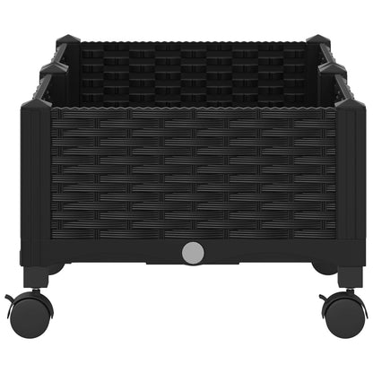Garden Planter with Wheels Black 80 x 40 x 29 cm PP