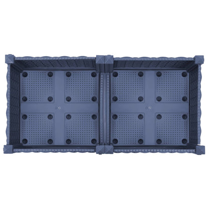 Garden Planter with Wheels Blue Grey 80 x 40 x 33 cm PP
