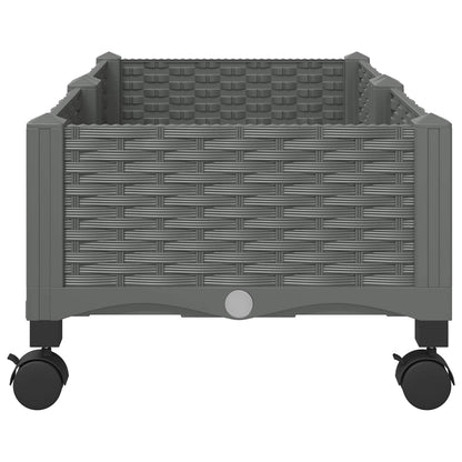 Garden Planter with Wheels Light Grey 80 x 40 x 33 cm PP