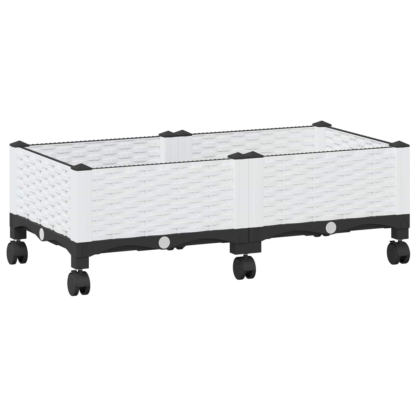 Garden Planter with Wheels White 80 x 40 x 33 cm PP