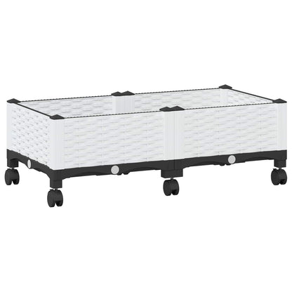 Garden Planter with Wheels White 80 x 40 x 33 cm PP