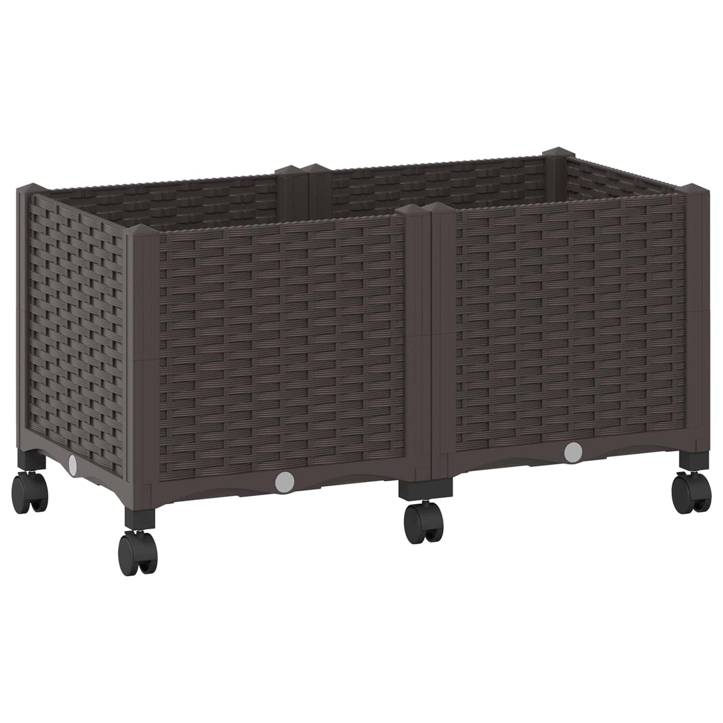 Garden Planter with Wheels Brown 80 x 40 x 44 cm PP
