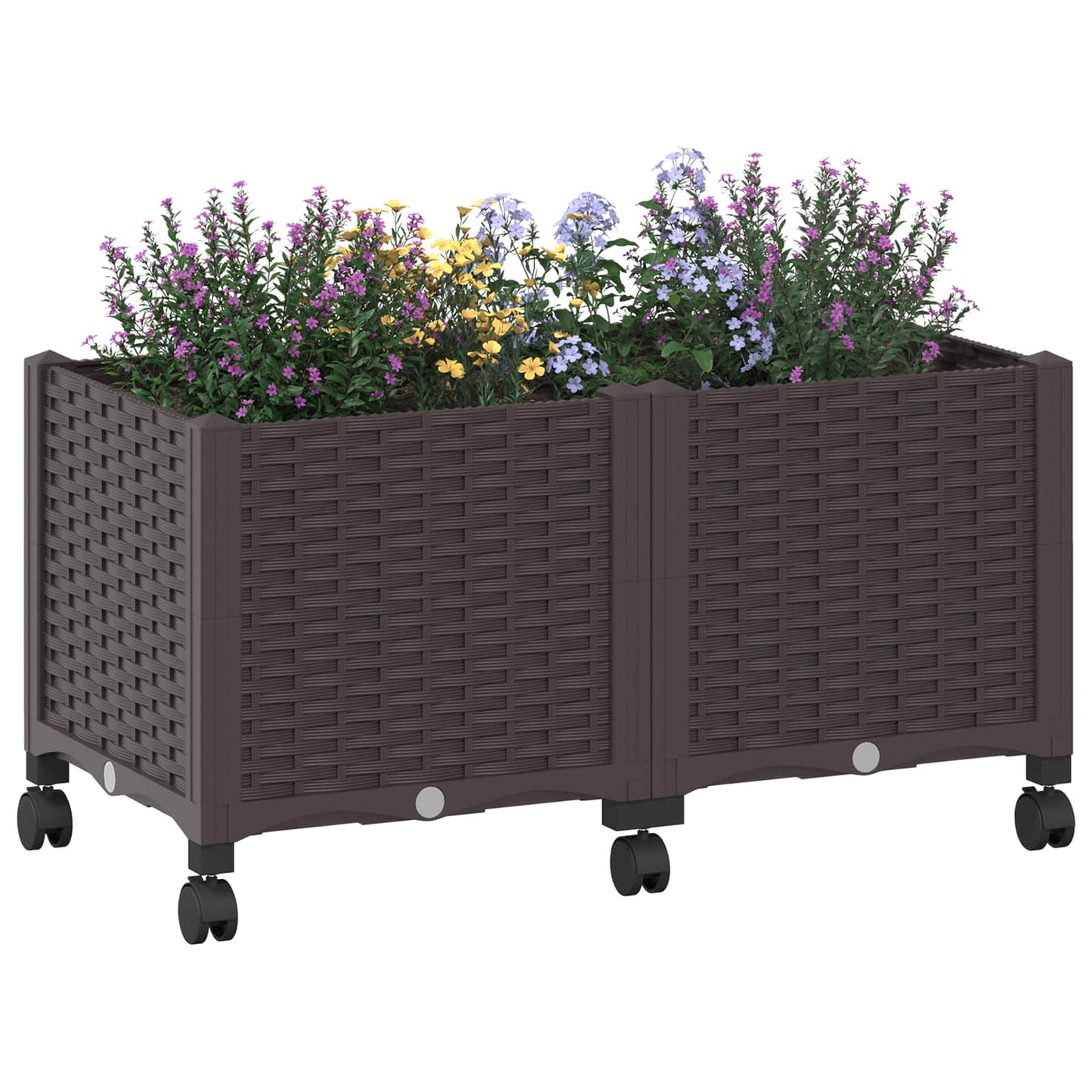 Garden Planter with Wheels Brown 80 x 40 x 44 cm PP
