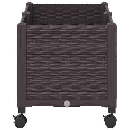 Garden Planter with Wheels Brown 80 x 40 x 44 cm PP