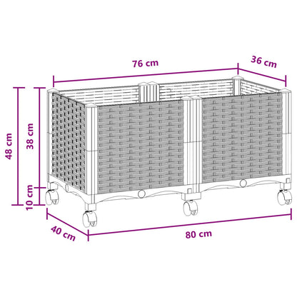 Garden Planter with Wheels Brown 80 x 40 x 44 cm PP