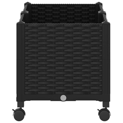 Garden Planter with Wheels Black 80 x 40 x 44 cm PP