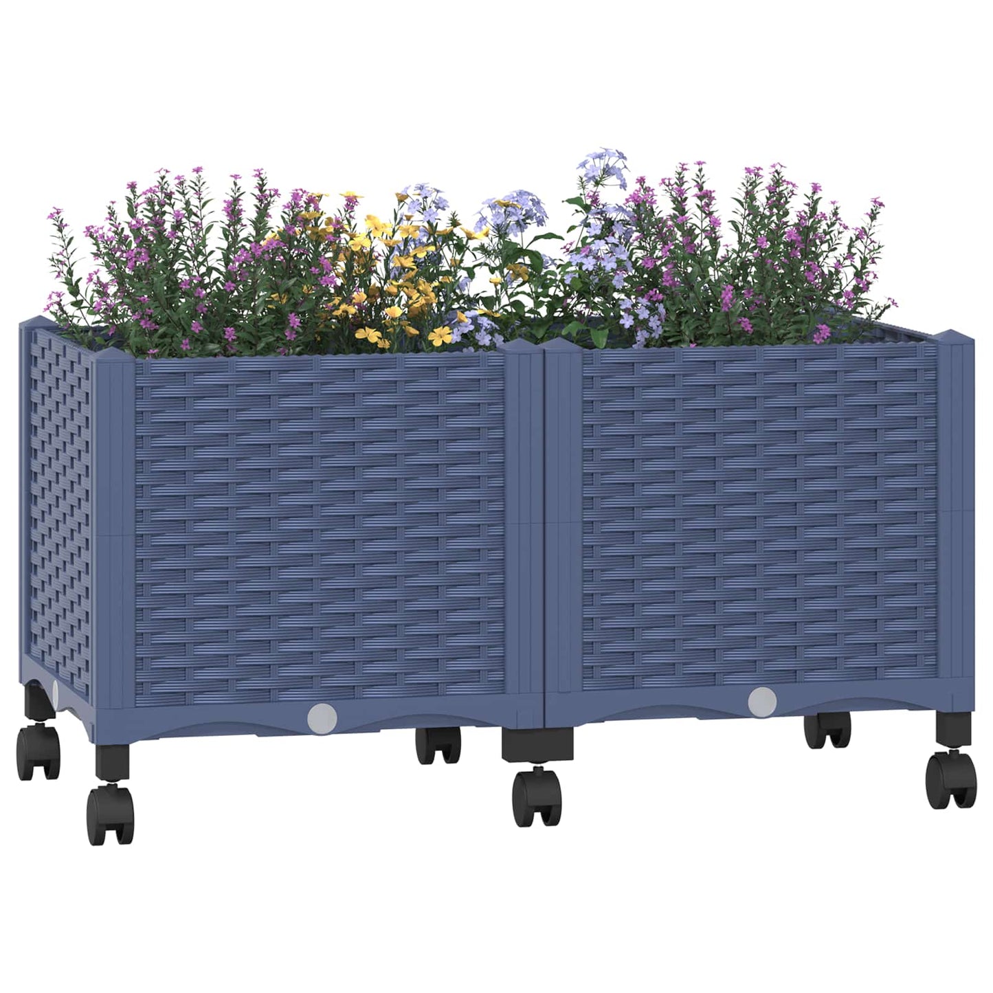 Garden Planter with Wheels Blue Grey 80 x 40 x 48 cm PP