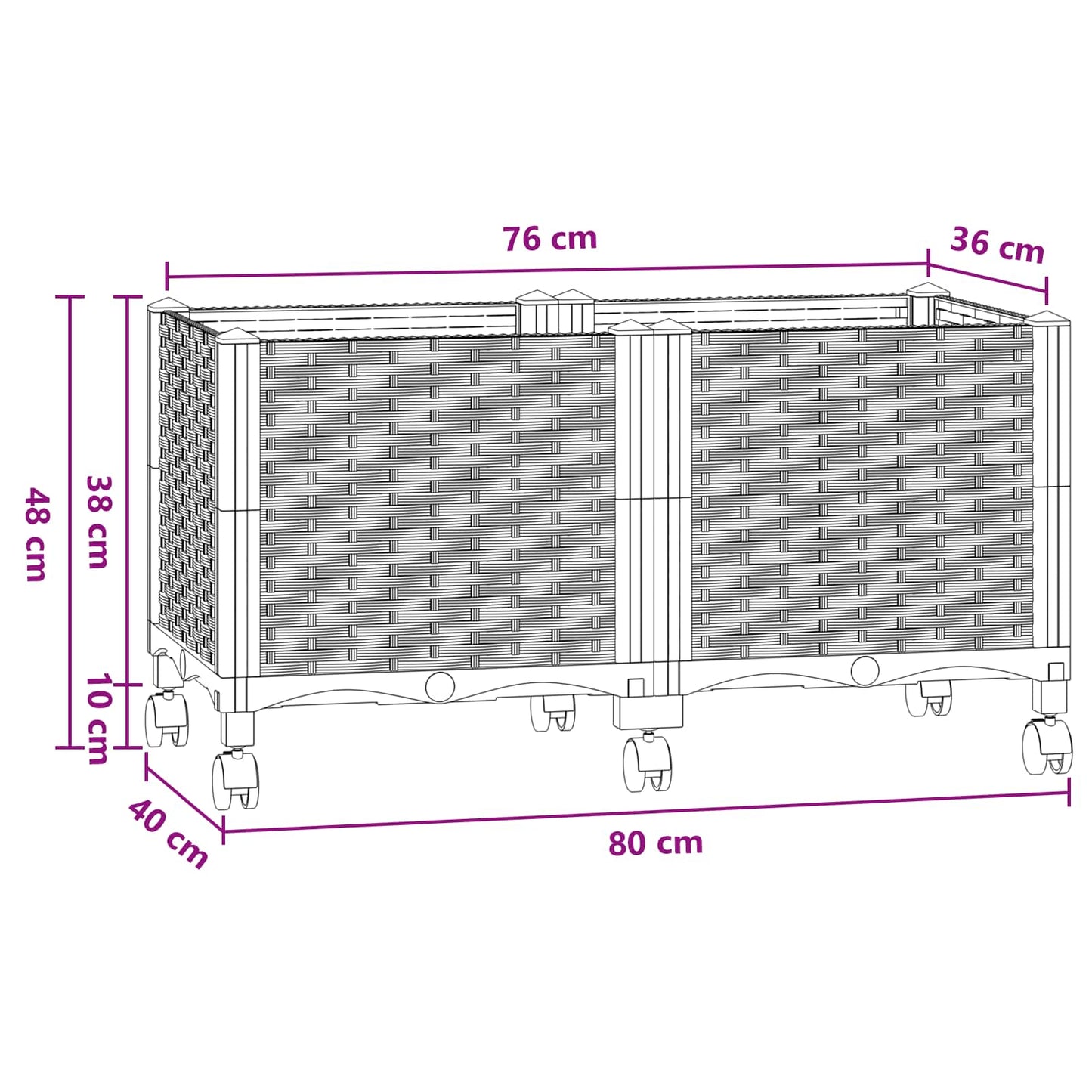 Garden Planter with Wheels Blue Grey 80 x 40 x 48 cm PP