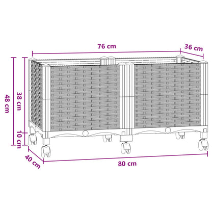 Garden Planter with Wheels Blue Grey 80 x 40 x 48 cm PP