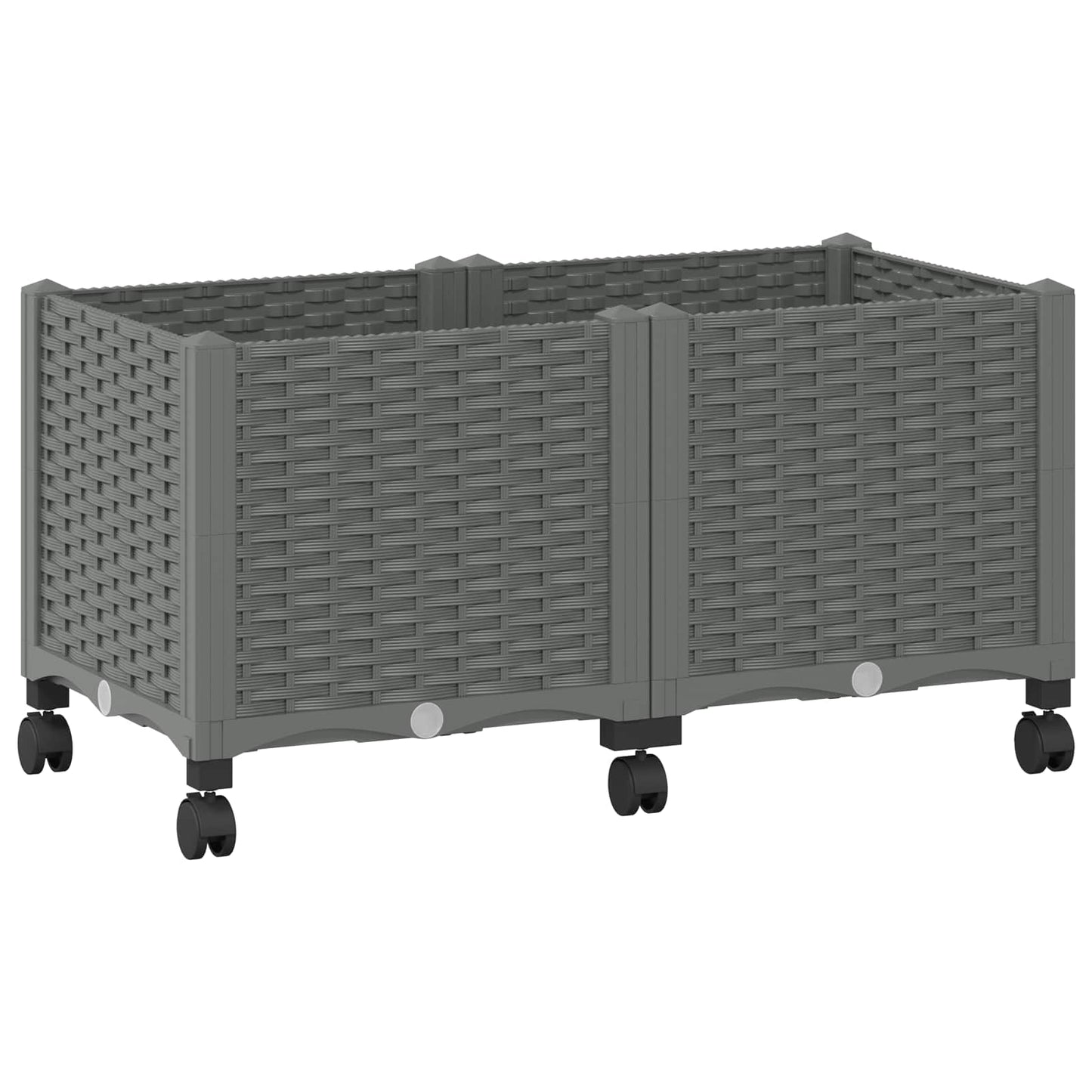 Garden Planter with Wheels Light Grey 80 x 40 x 48 cm PP