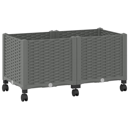 Garden Planter with Wheels Light Grey 80 x 40 x 48 cm PP