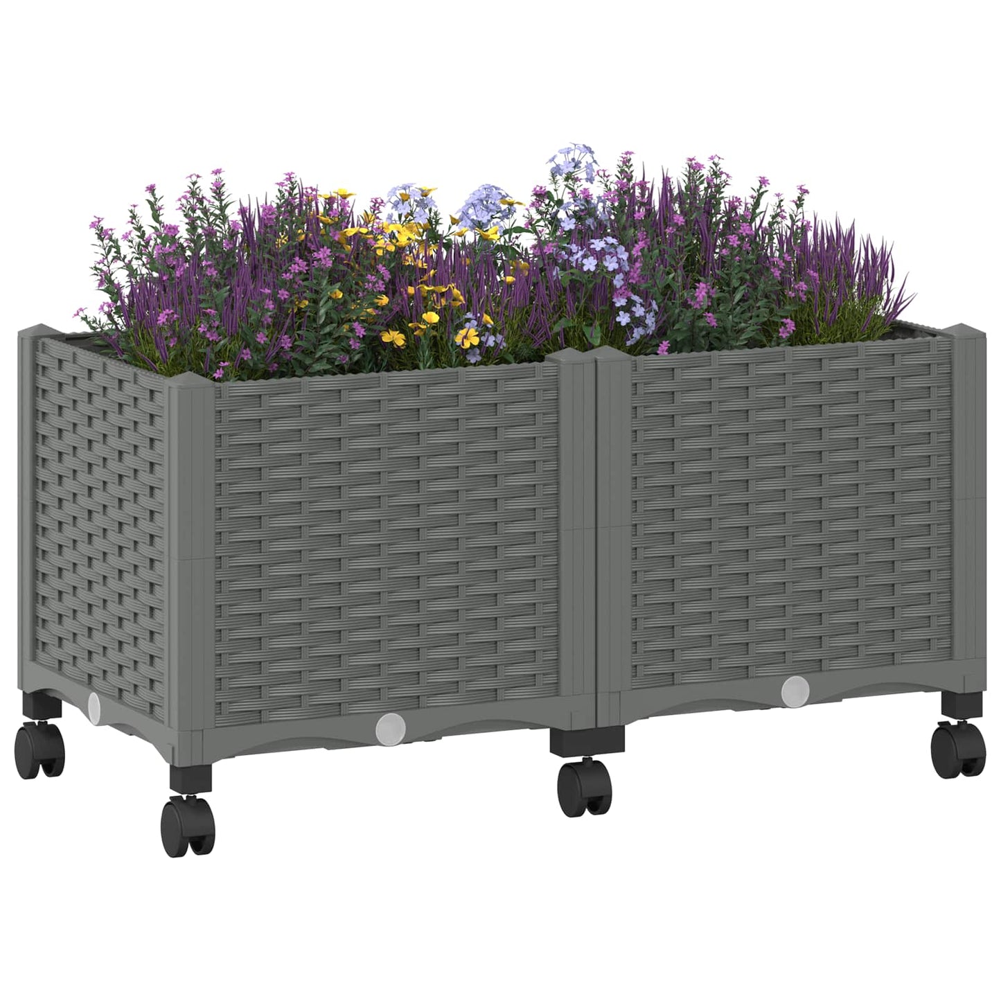 Garden Planter with Wheels Light Grey 80 x 40 x 48 cm PP