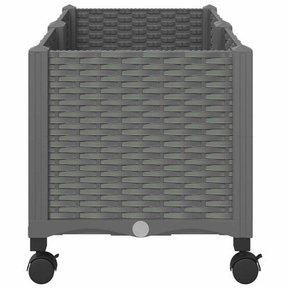 Garden Planter with Wheels Light Grey 80 x 40 x 48 cm PP