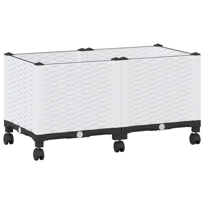 Garden Planter with Wheels White 80 x 40 x 48 cm PP