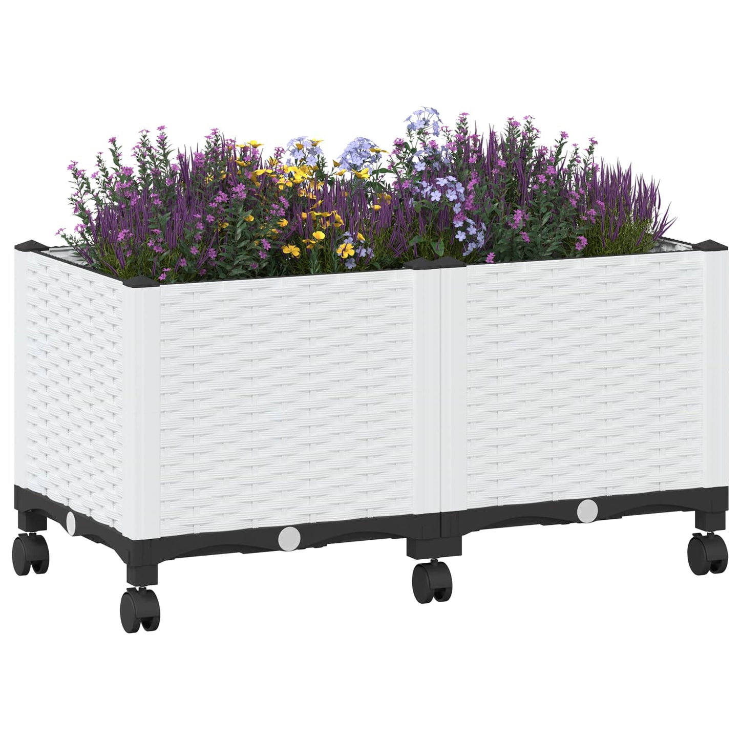 Garden Planter with Wheels White 80 x 40 x 48 cm PP