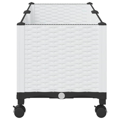 Garden Planter with Wheels White 80 x 40 x 48 cm PP