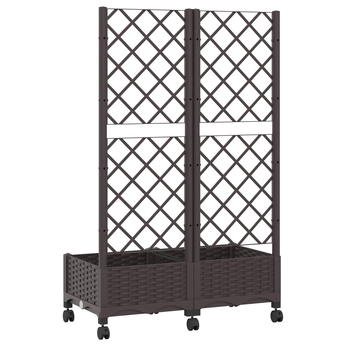 Garden Planter with Trellis&Wheels Brown 80 x 40 x 131.5 cm PP