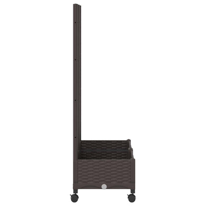 Garden Planter with Trellis&Wheels Brown 80 x 40 x 131.5 cm PP