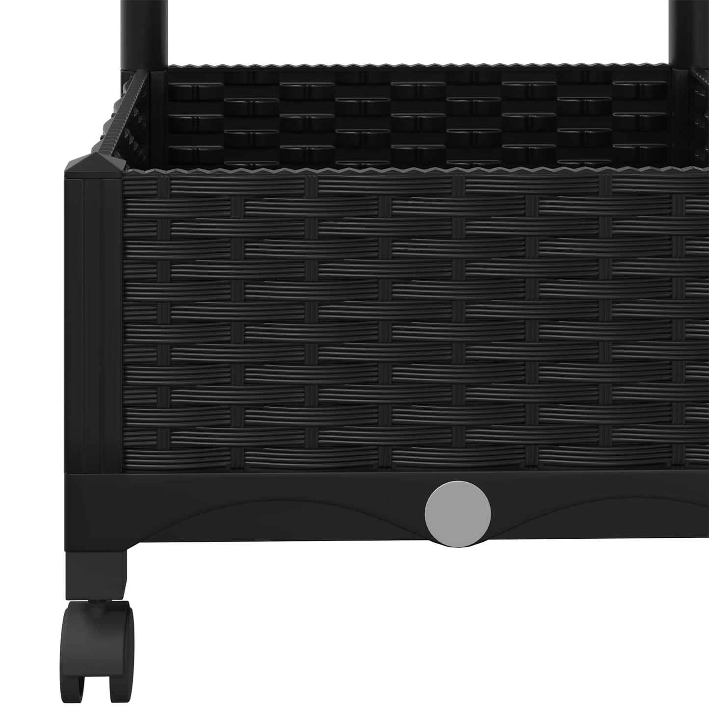 Garden Planter with Trellis&Wheels Black 80 x 40 x 131.5 cm PP