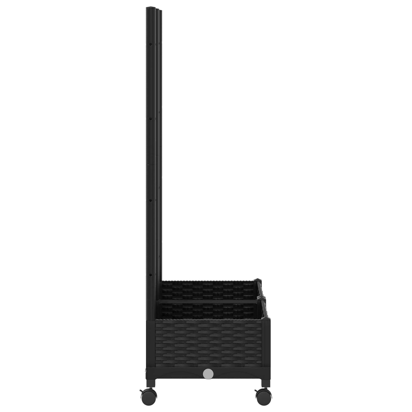 Garden Planter with Trellis&Wheels Black 80 x 40 x 131.5 cm PP