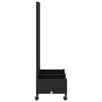 Garden Planter with Trellis&Wheels Black 80 x 40 x 131.5 cm PP