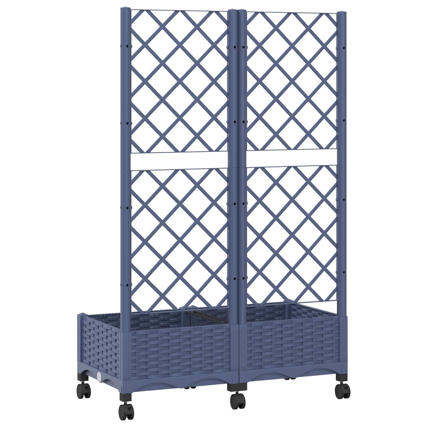 Garden Planter with Trellis&Wheels Blue Grey 80 x 40 x 131.5 cm