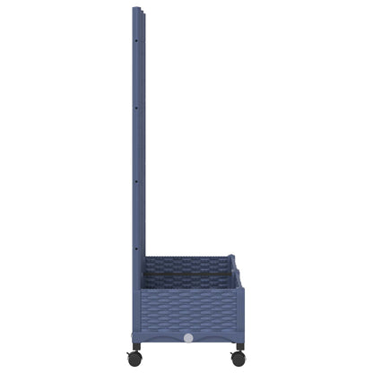 Garden Planter with Trellis&Wheels Blue Grey 80 x 40 x 131.5 cm
