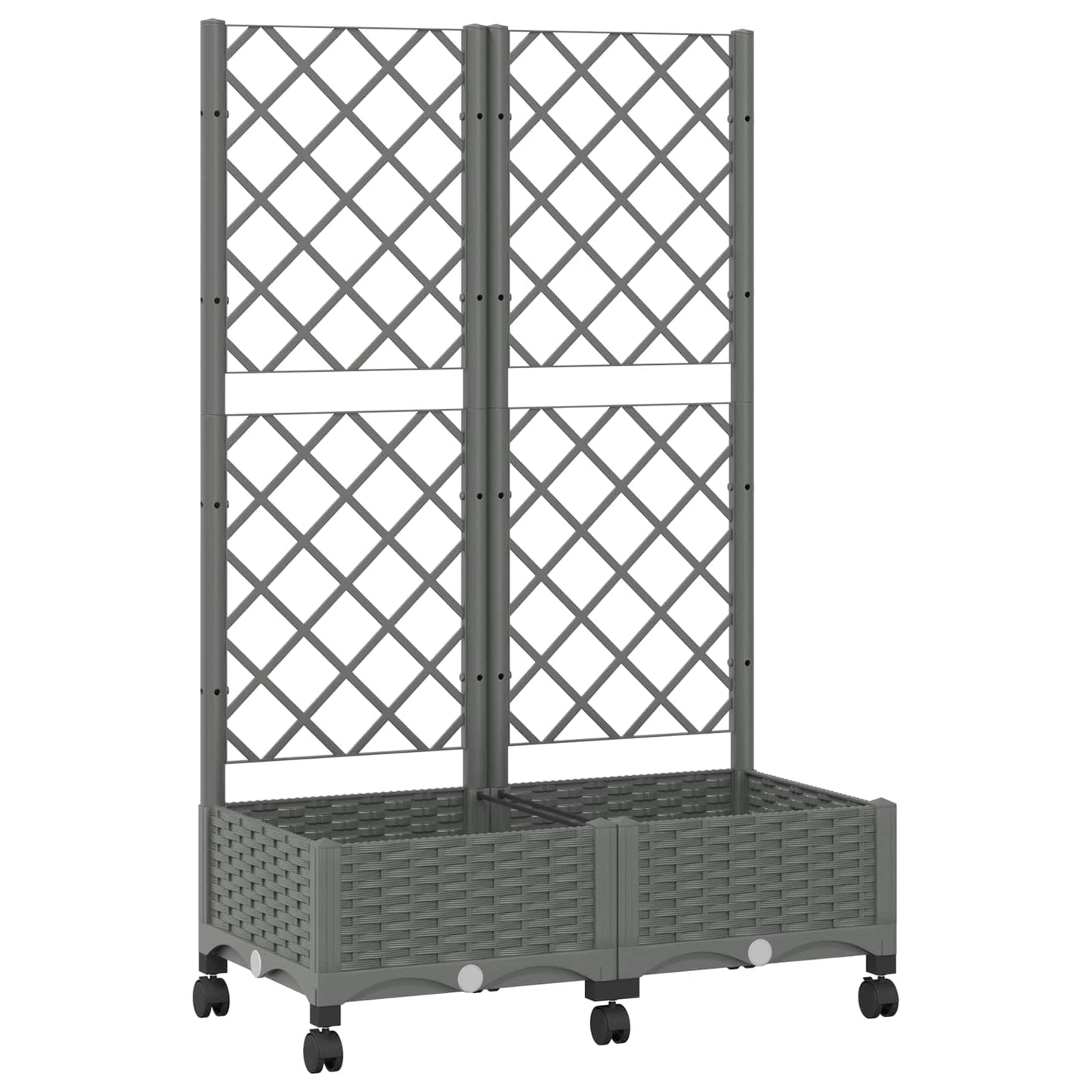 Garden Planter with Trellis&Wheels Light Grey PP