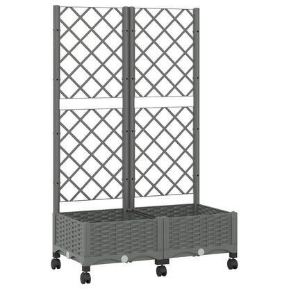Garden Planter with Trellis&Wheels Light Grey PP