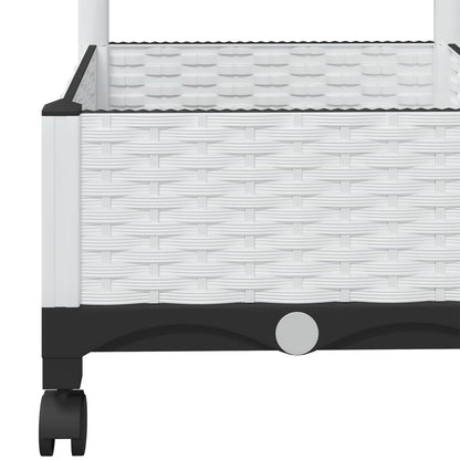 Garden Planter with Trellis&Wheels White 80 x 40 x 131.5 cm PP