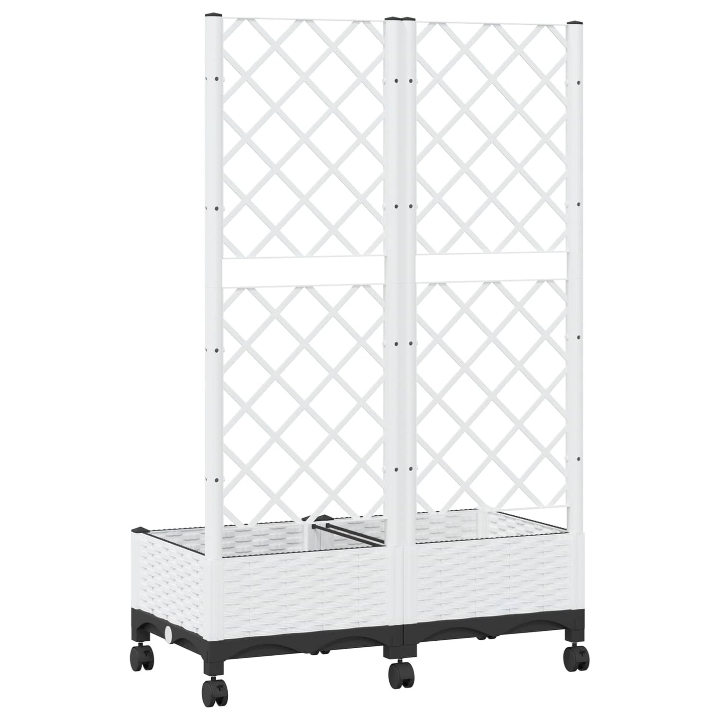 Garden Planter with Trellis&Wheels White 80 x 40 x 131.5 cm PP