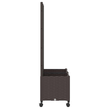 Garden Planter with Trellis&Wheels Brown 80 x 40 x 146 cm PP