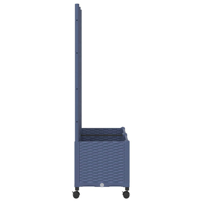 Garden Planter with Trellis&Wheels Blue Grey 80 x 40 x 146 cm