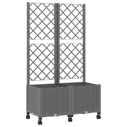 Garden Planter with Trellis&Wheels Light Grey 80 x 40 x 146 cm