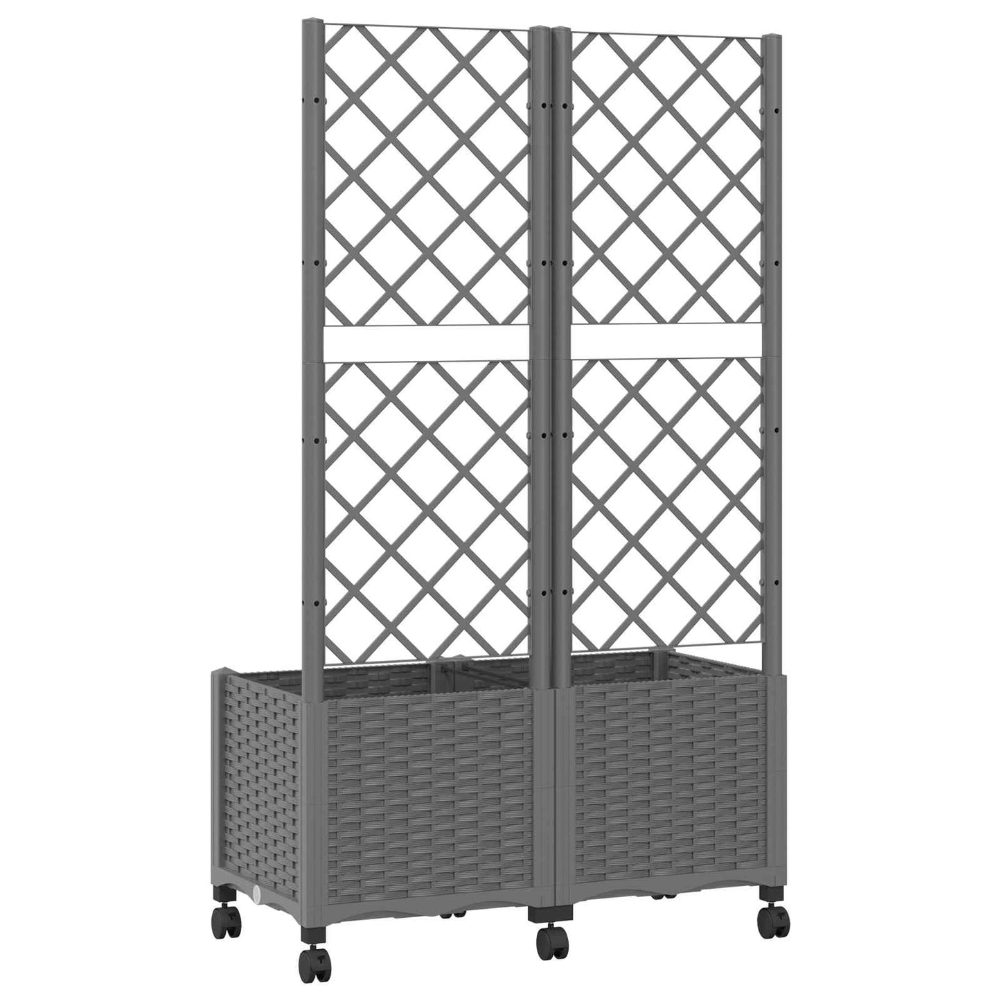 Garden Planter with Trellis&Wheels Light Grey 80 x 40 x 146 cm