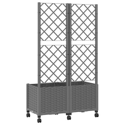 Garden Planter with Trellis&Wheels Light Grey 80 x 40 x 146 cm