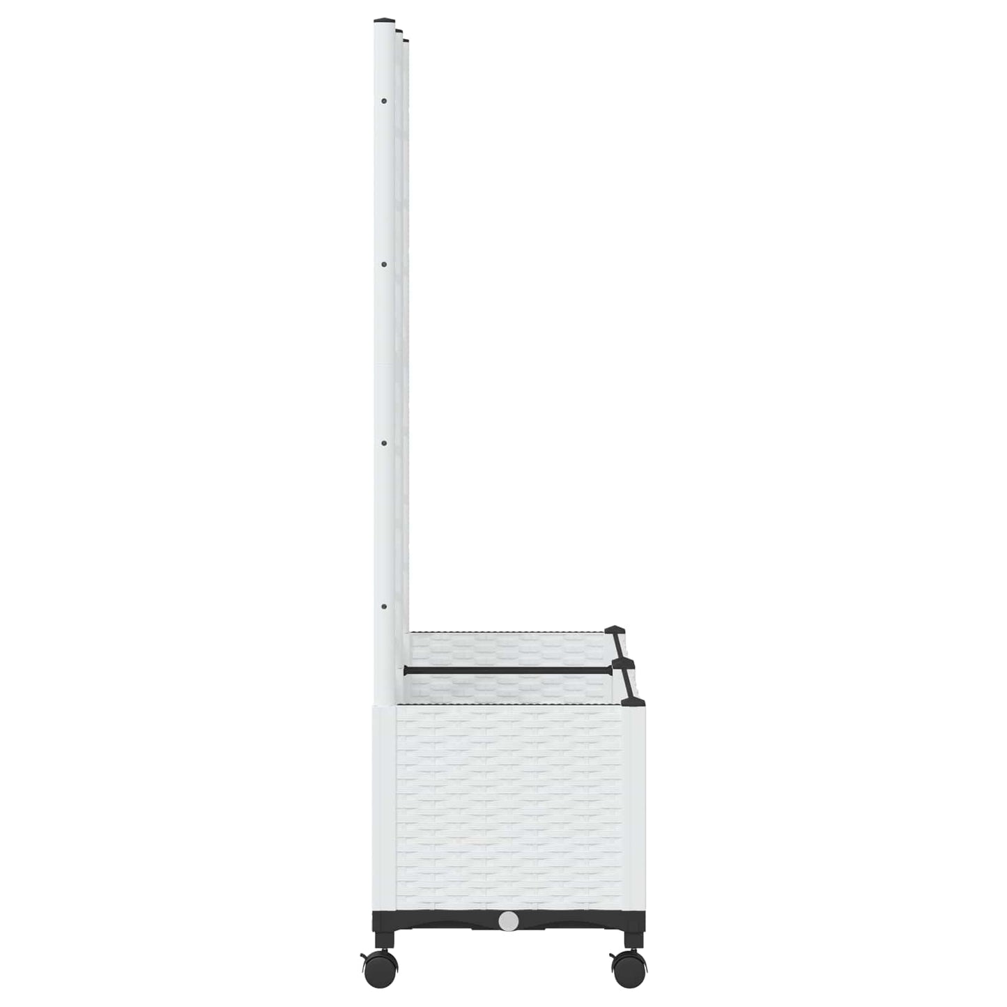 Garden Planter with Trellis&Wheels White 80 x 40 x 146 cm PP