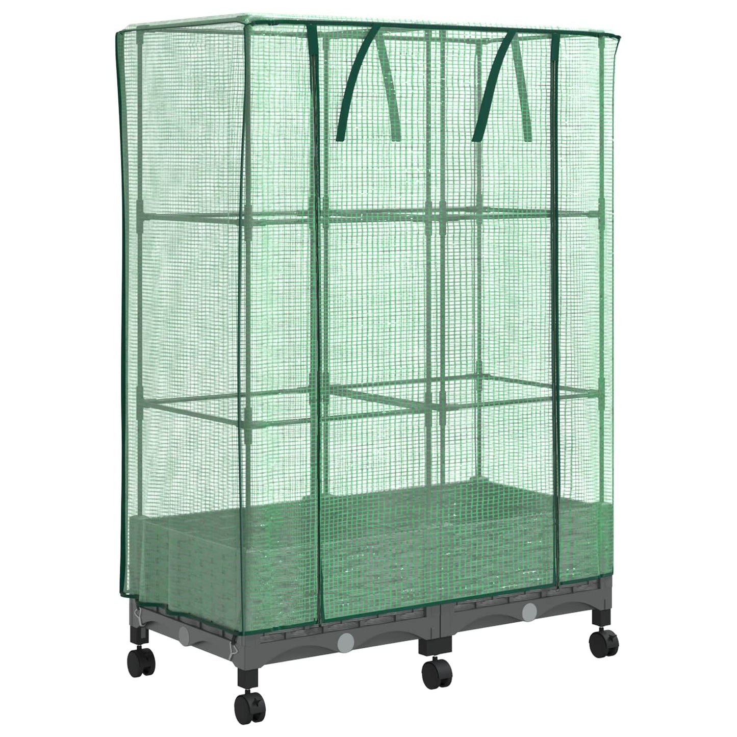 Garden Planter with Greenhouse Cover&Wheels 2 pcs Light Grey PP