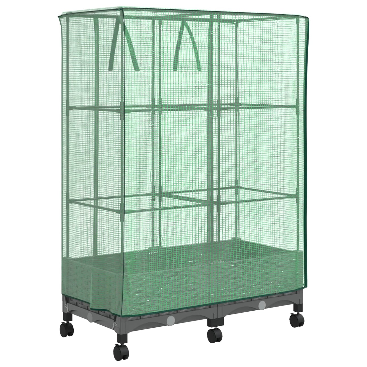 Garden Planter with Greenhouse Cover&Wheels 2 pcs Light Grey PP