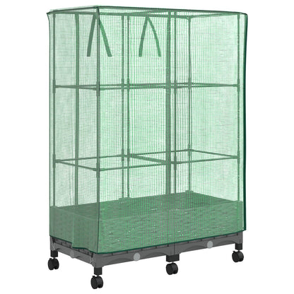 Garden Planter with Greenhouse Cover&Wheels 2 pcs Light Grey PP