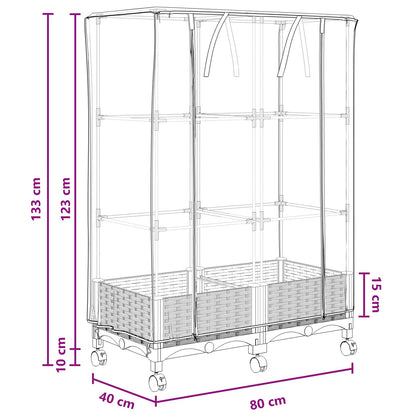 Garden Planter with Greenhouse Cover&Wheels 2 pcs Light Grey PP