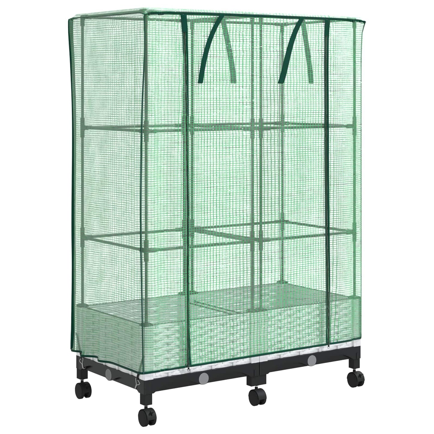 Garden Planter with Greenhouse Cover&Wheels 2 pcs White PP