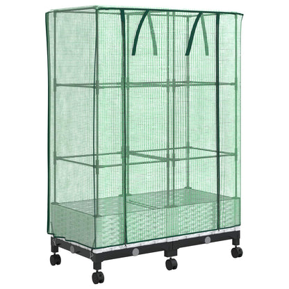 Garden Planter with Greenhouse Cover&Wheels 2 pcs White PP