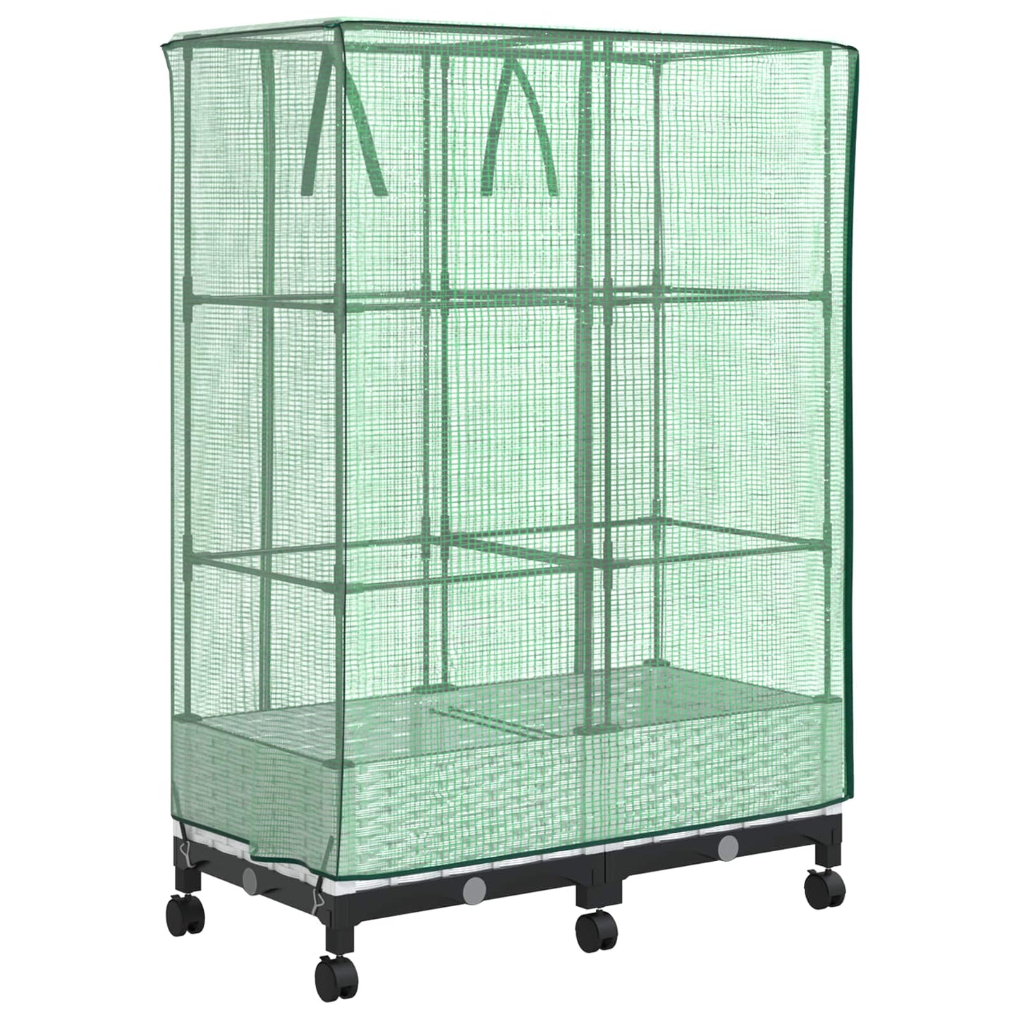 Garden Planter with Greenhouse Cover&Wheels 2 pcs White PP