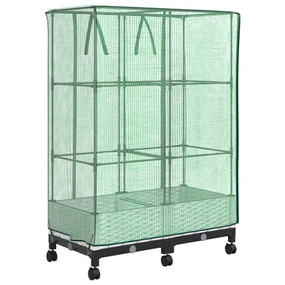 Garden Planter with Greenhouse Cover&Wheels 2 pcs White PP