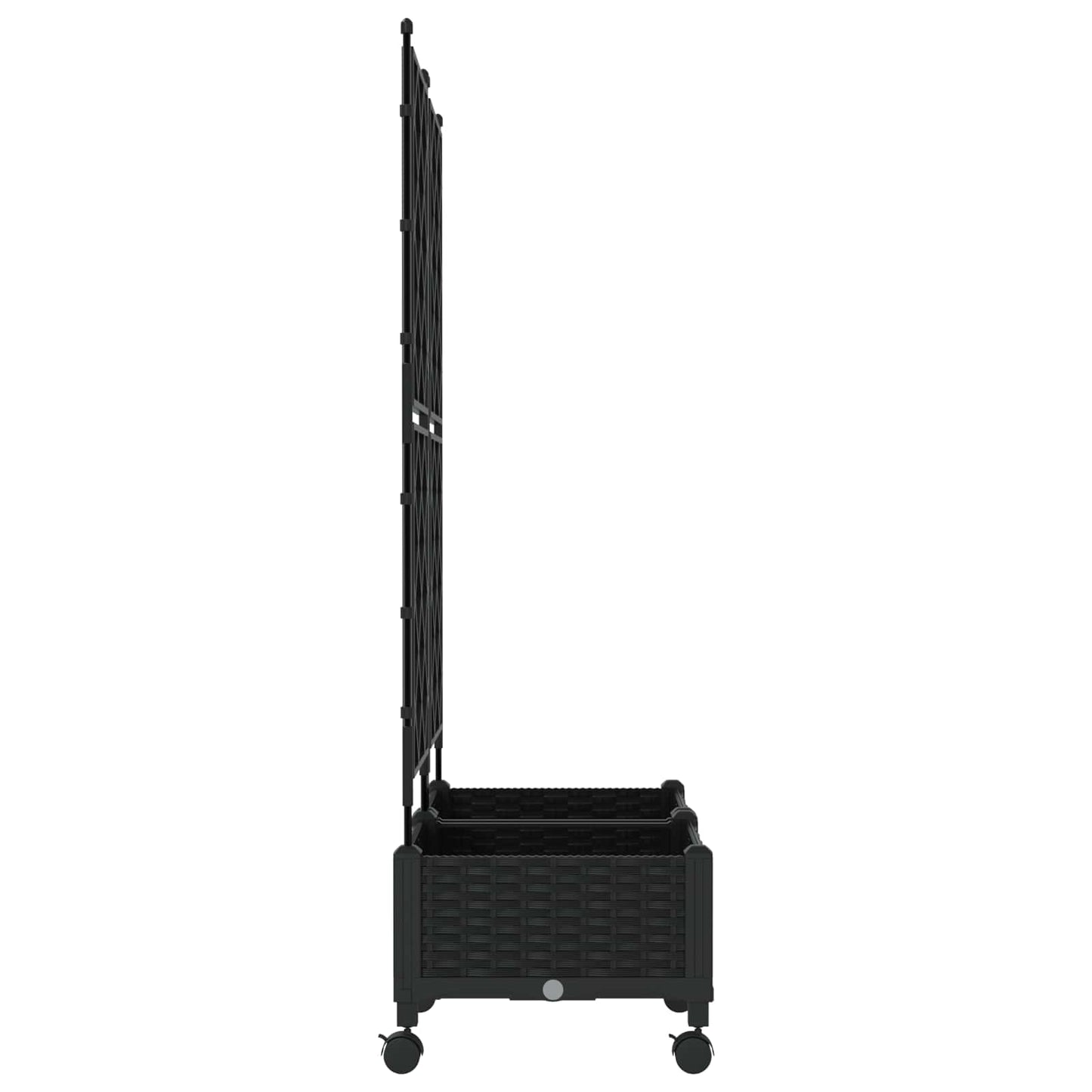 Garden Planter with Trellis&Wheels 2 pcs Black PP